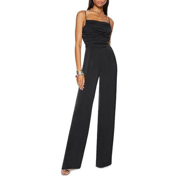 Ramy Brook Black Ezra Wide Leg Jumpsuit Professional Size 4 Spaghetti Strap - Picture 1 of 16